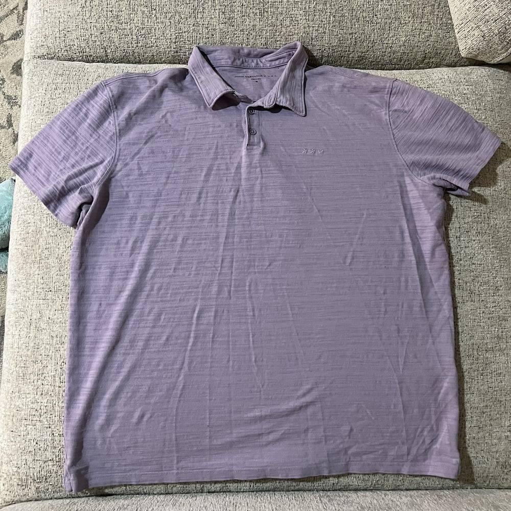 John Varvatos Polo Shirt Mens XL Purple Pique Cotton Knit Short Sleeve Golf Logo